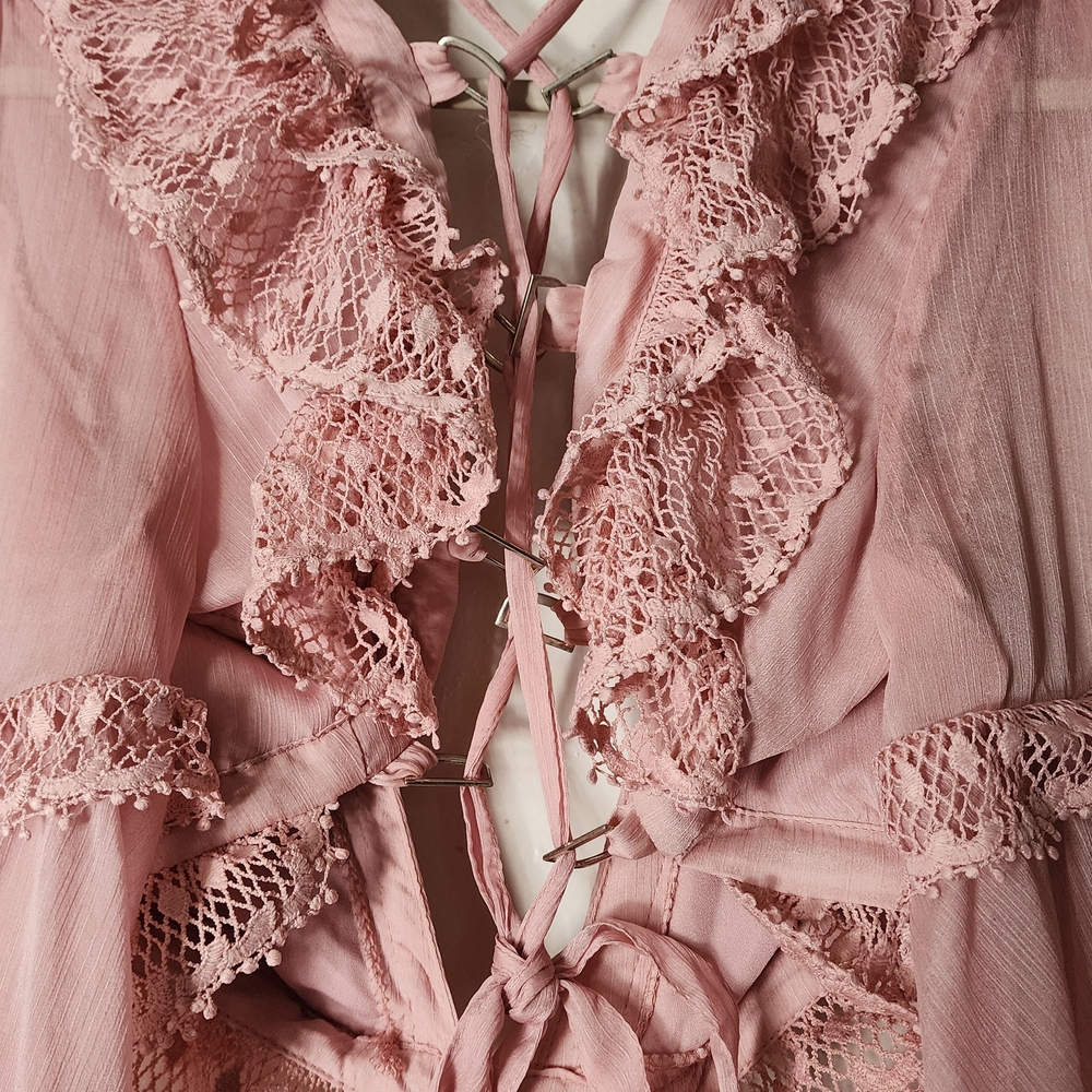 Women’s Pink Lace-Trim Midi Dress - Picture 5 of 7
